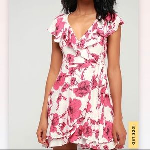 Free People French Quarter Ivory Floral Print Wrap Dress